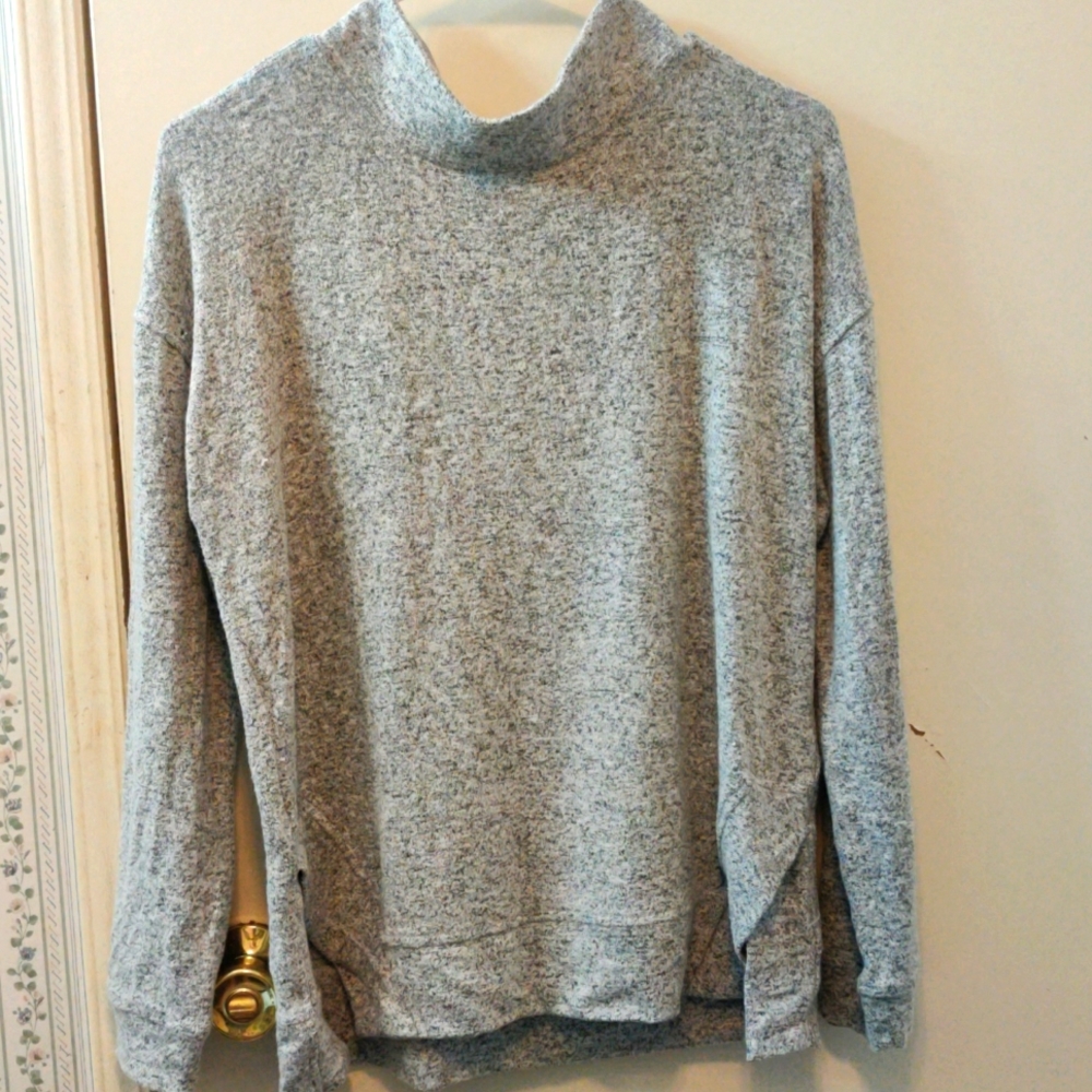 a.n.a. M Gray Mock Neck Top